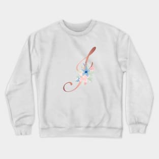 Letter J Rose Gold and Watercolor Blush Pink and Navy Crewneck Sweatshirt